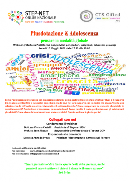 Plusdotazione e Adolescenza: pensare in modalità globale